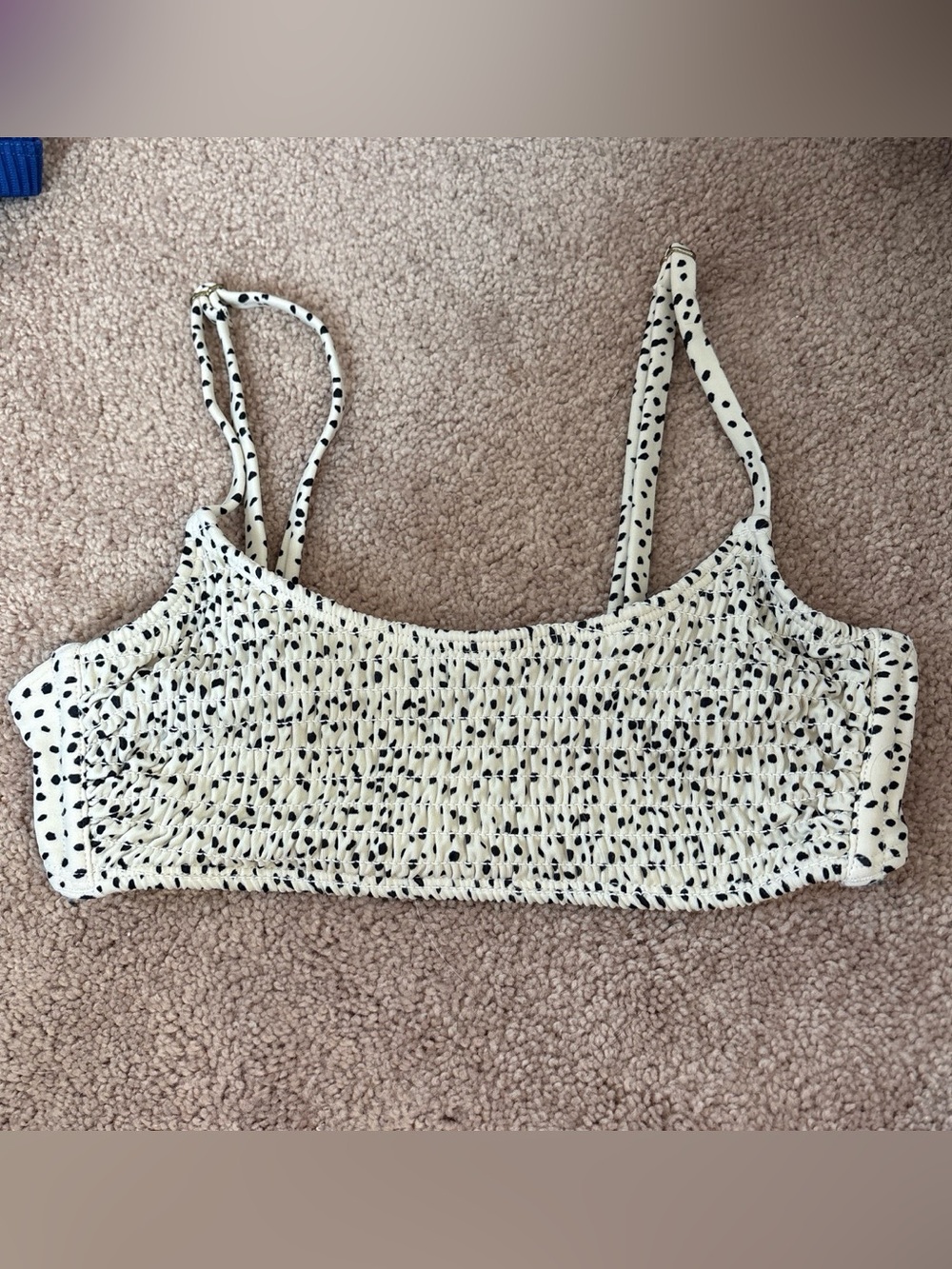 Smocked Spotted Polka Dot Bikini Top
